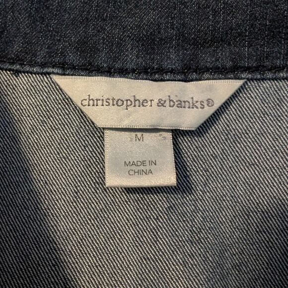 Christopher & Banks Denim Zip Front Collar Elastic Back Insert Vest Womens' Sz M - Picture 3 of 9